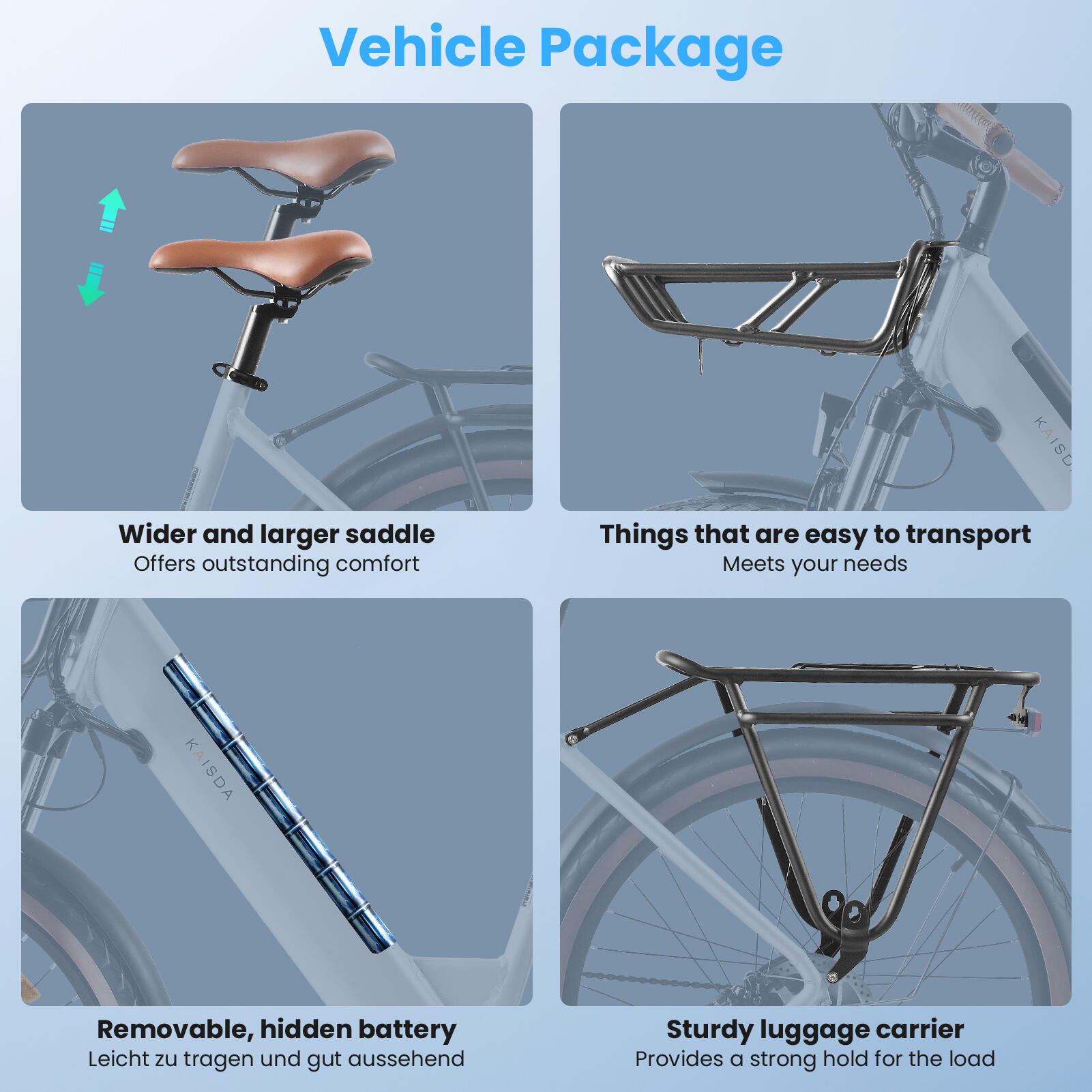 K601 Vélo électrique adulte 36V 17,4Ah Pneu 26×2,5 pouces 6/7