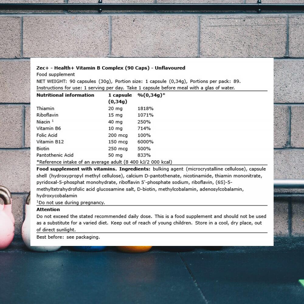 Zec+ Health+ Vitamin B Complex (90 Caps) Unflavoured 3/3