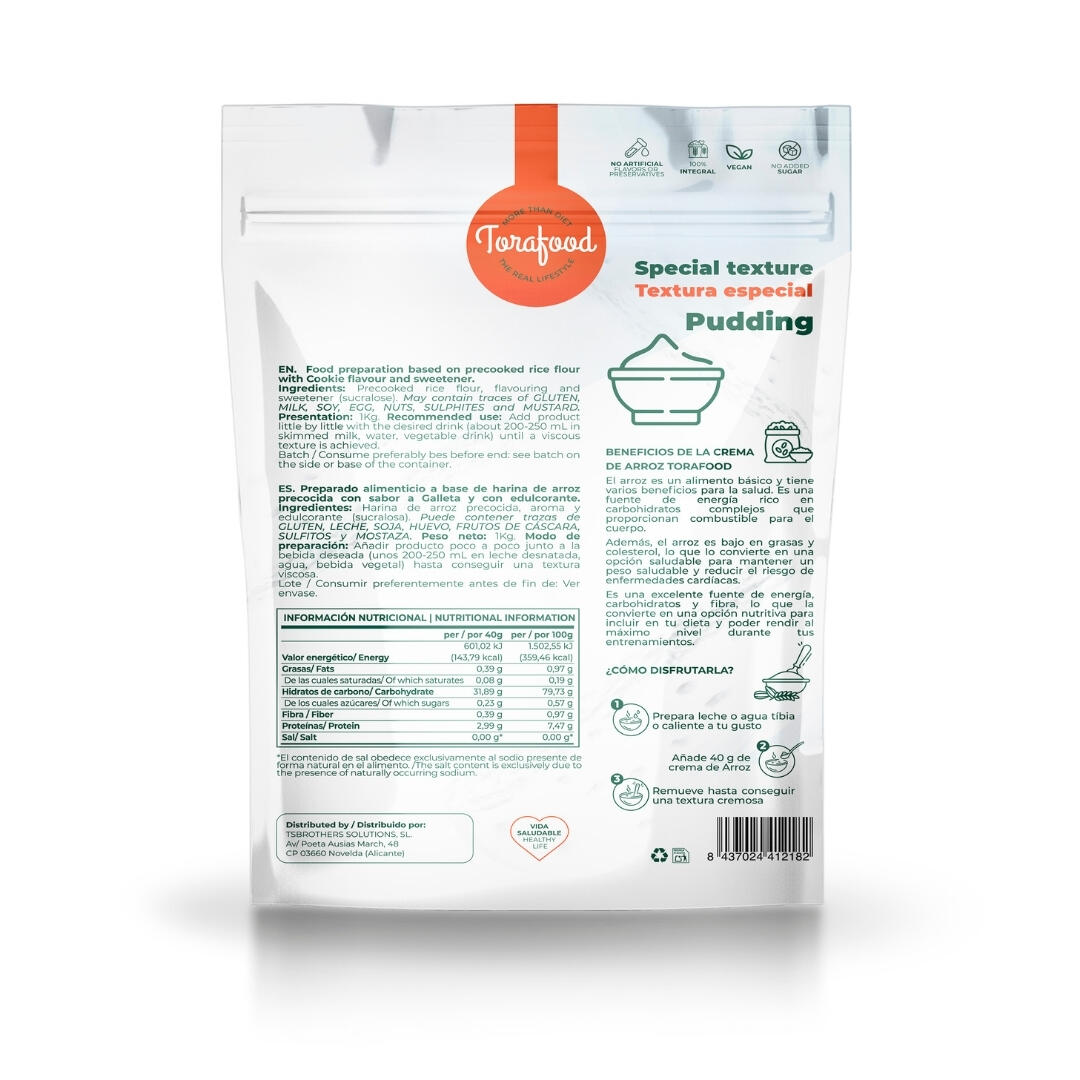 Crema de Arroz Sabor Galleta Maria 1KG Torafood 2/6
