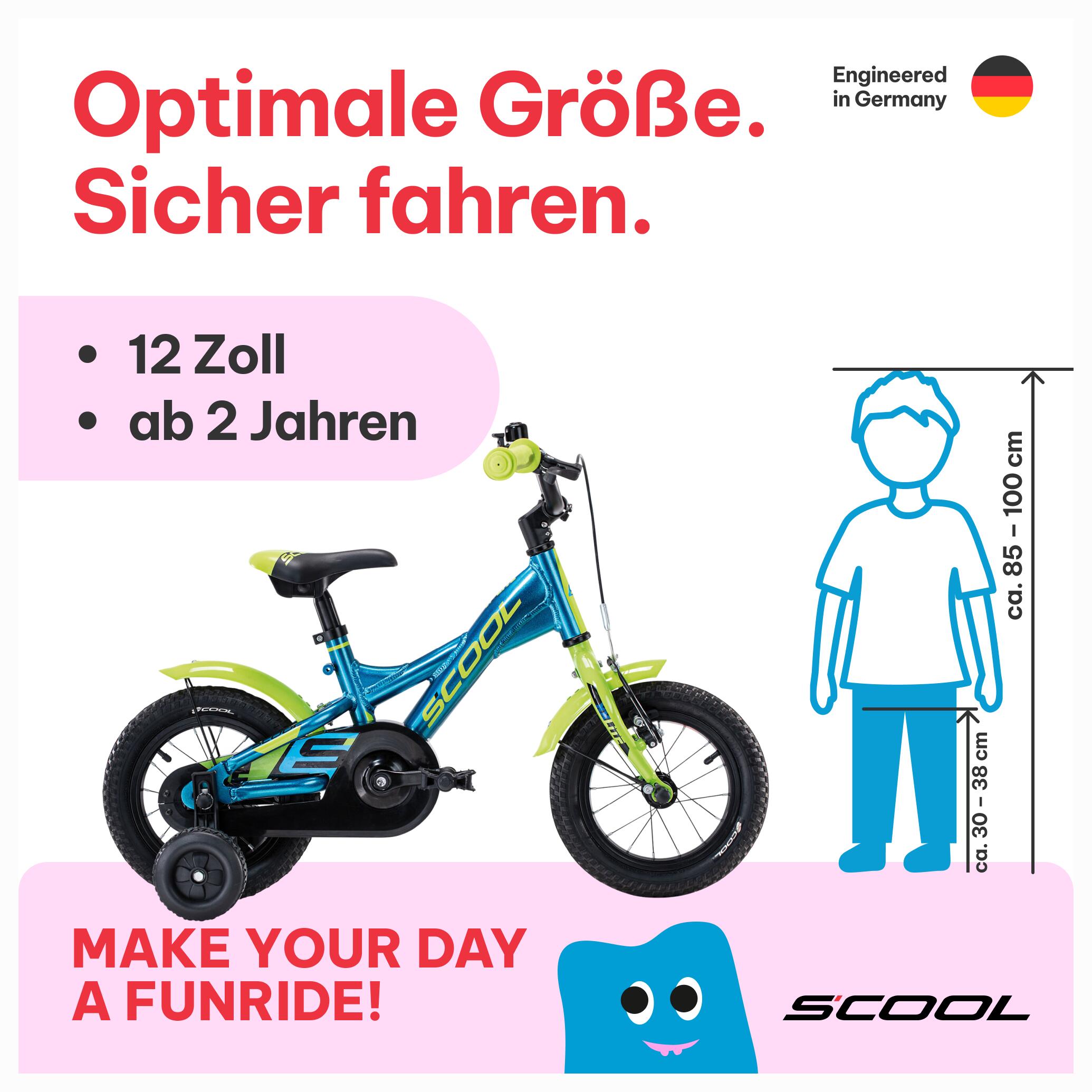 XXlite, 12 Zoll Kinderfahrrad, 1-Gang, Blau/Limette, ca. 85100 cm, ab 2  Jahre | Decathlon