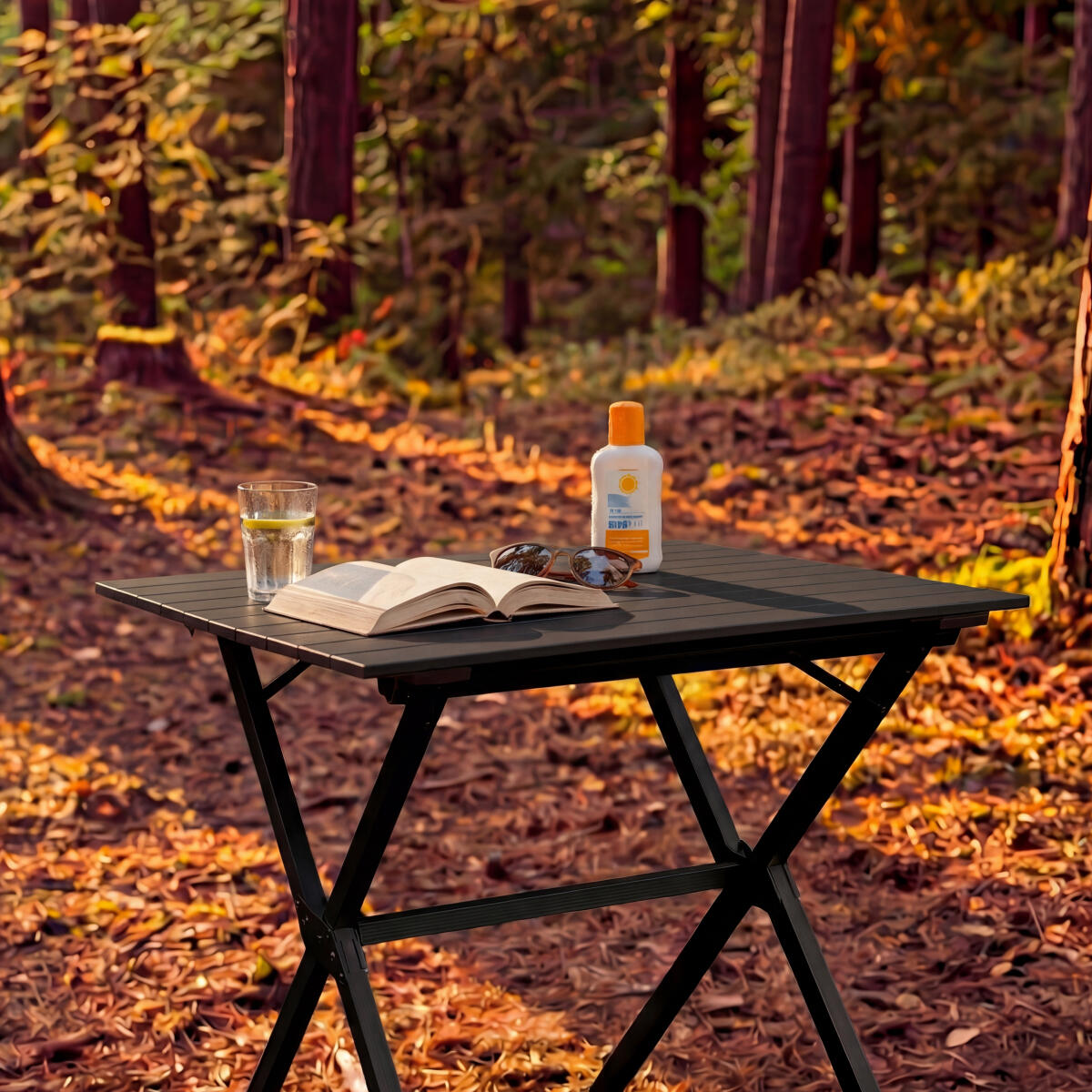 Inklapbare tafel weerbestendig - eettafel en campingtafel - Zwart Houtnerf 5/6