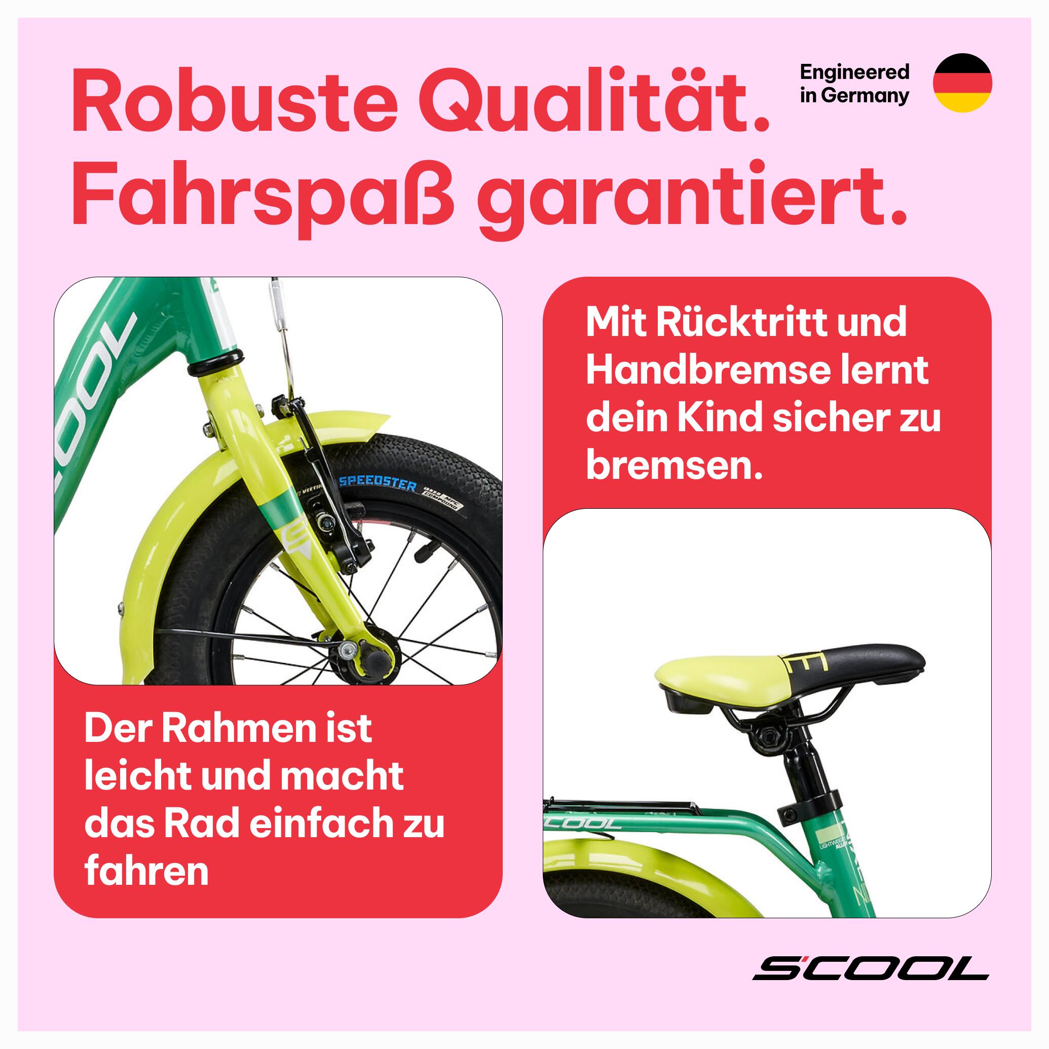 niXe, 12 Zoll Kinderfahrrad, 1-Gang, Grün/Limette, ca. 85–100 cm, ab 2 Jahre 3/7