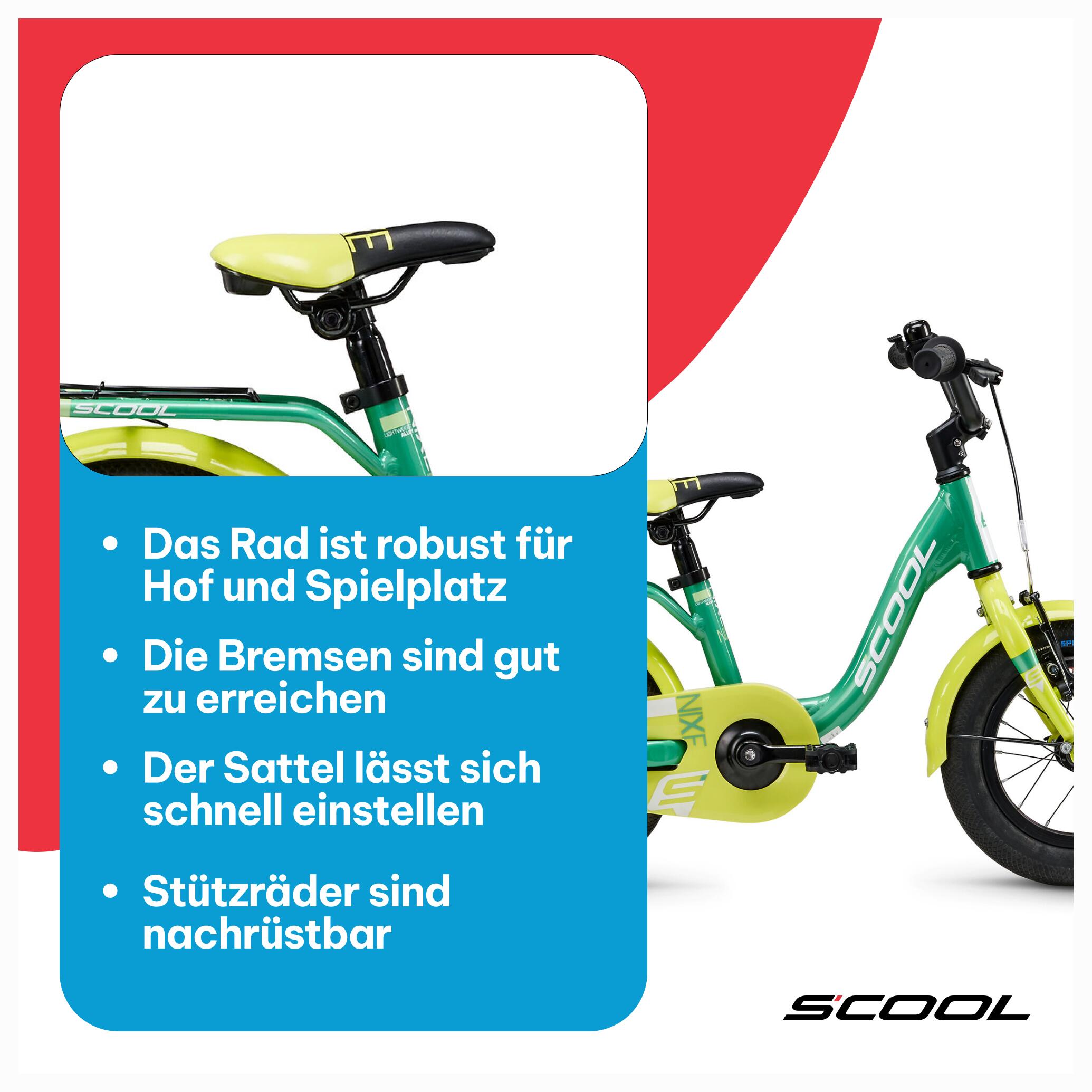 niXe, 12 Zoll Kinderfahrrad, 1-Gang, Grün/Limette, ca. 85–100 cm, ab 2 Jahre 7/7
