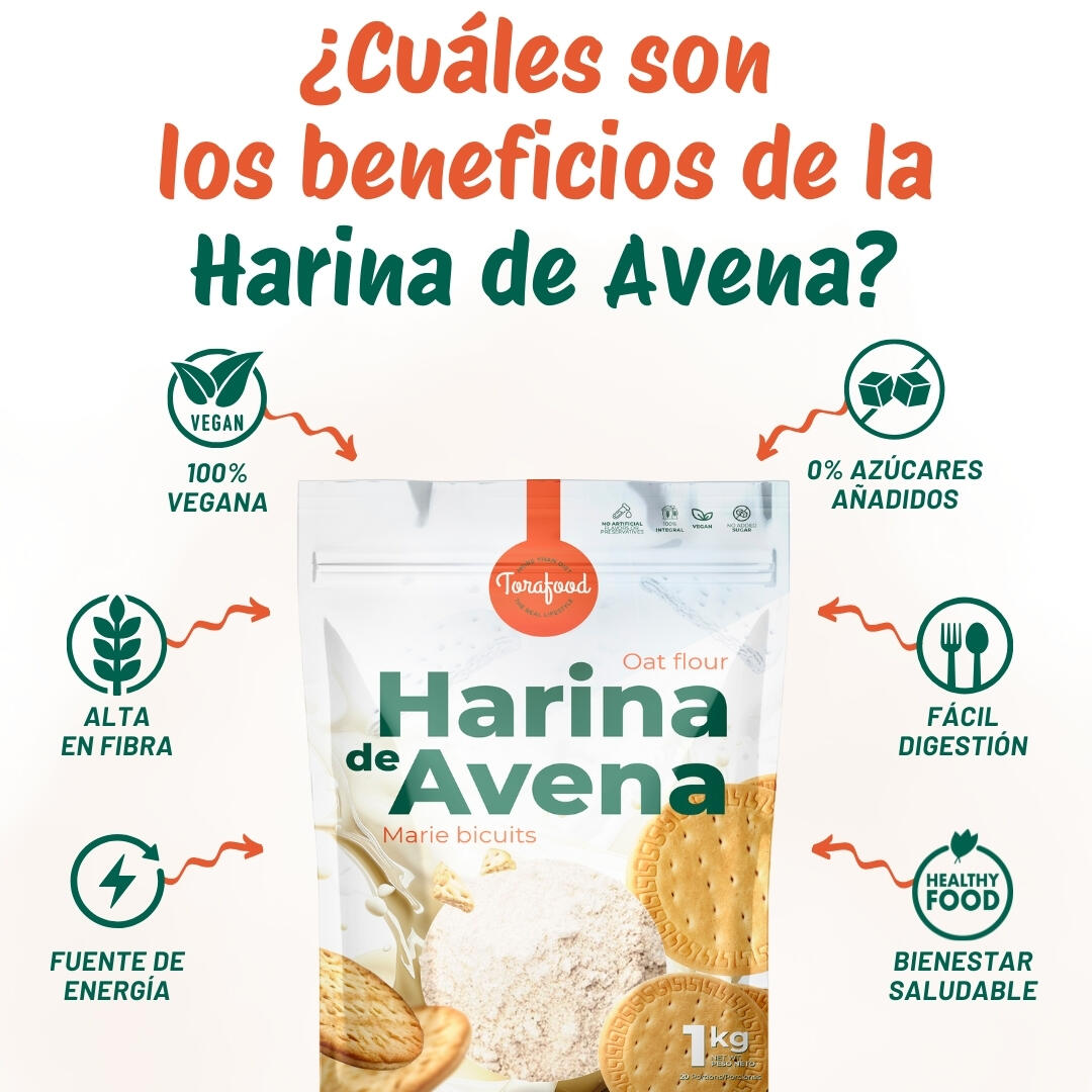 Harina de Avena Sabor Galleta Maria 1KG Torafood 3/5
