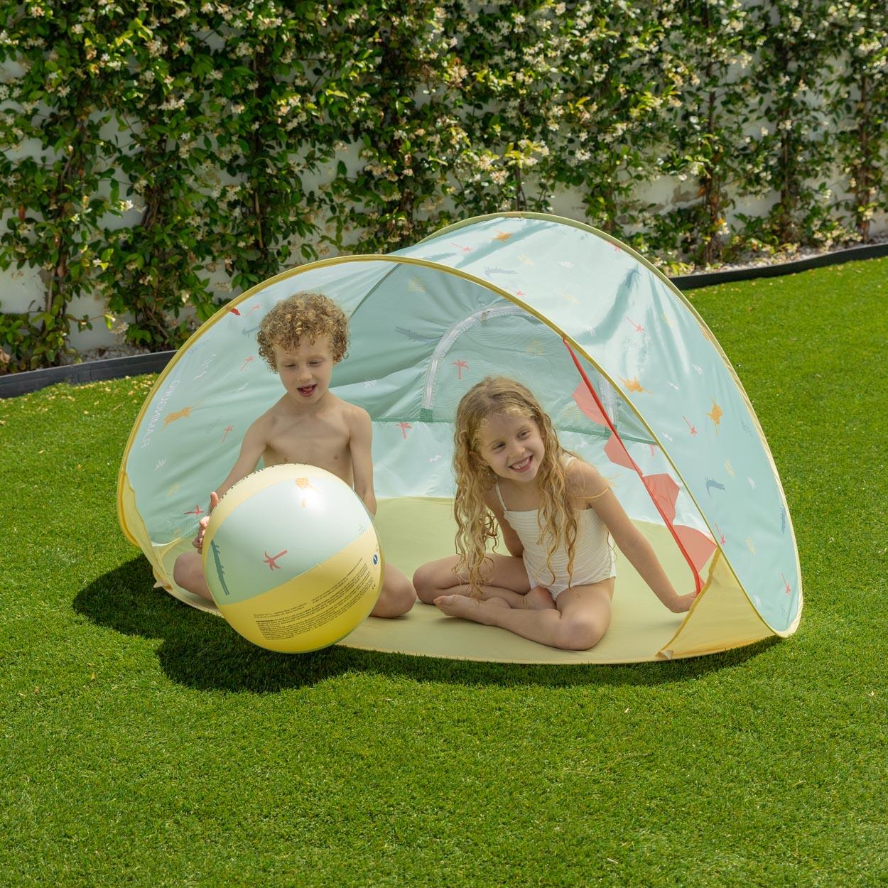 Flamingueo tienda playa infantil upf50+ plegable verde 3/7