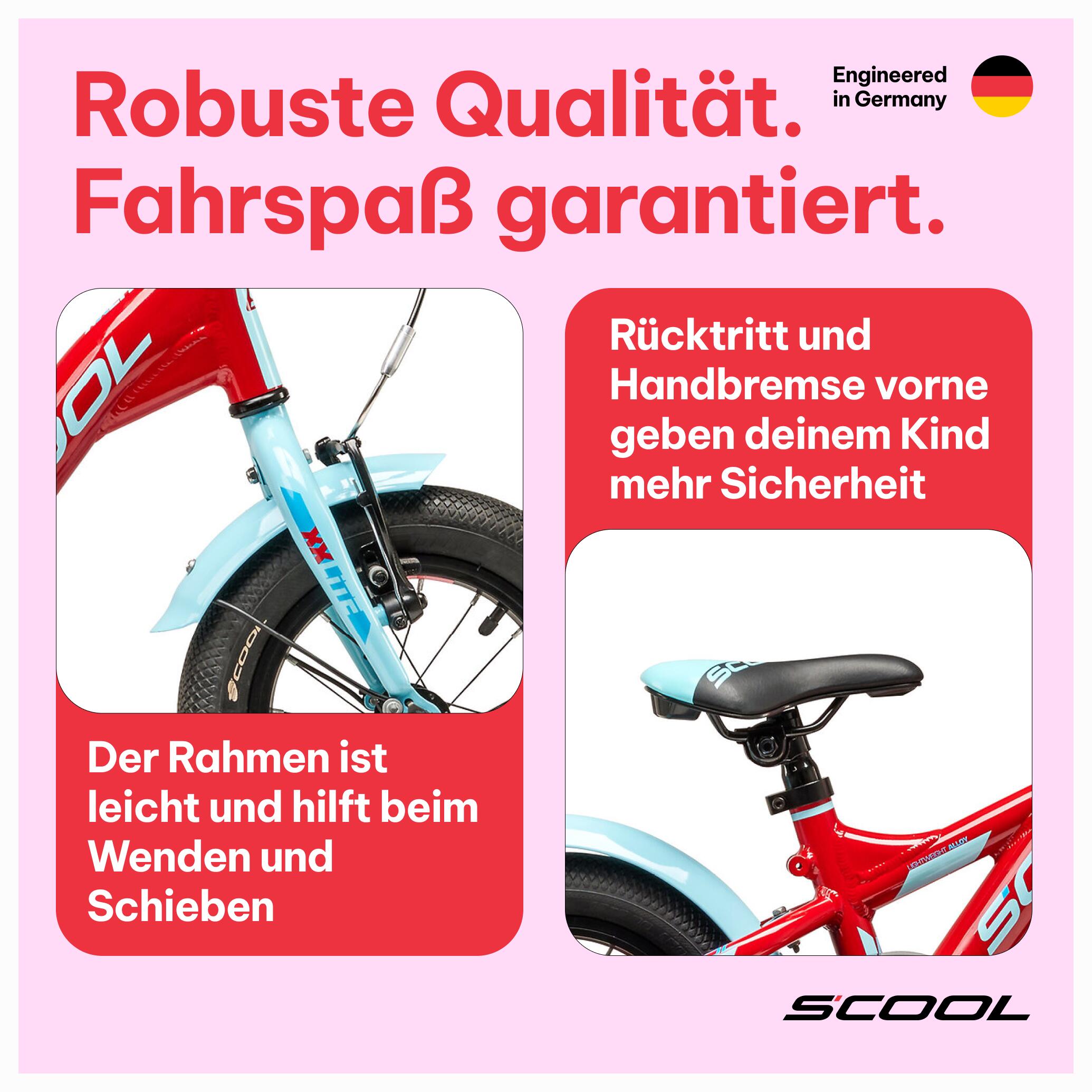 XXlite, 12 Zoll Kinderfahrrad, 1-Gang, Rot/Hellblau, ca. 85–100 cm, ab 2 Jahre 3/7