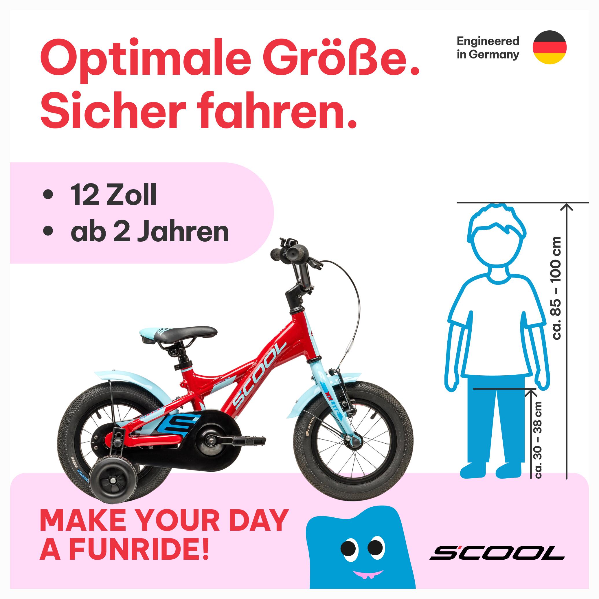 XXlite, 12 Zoll Kinderfahrrad, 1-Gang, Rot/Hellblau, ca. 85–100 cm, ab 2 Jahre 2/7