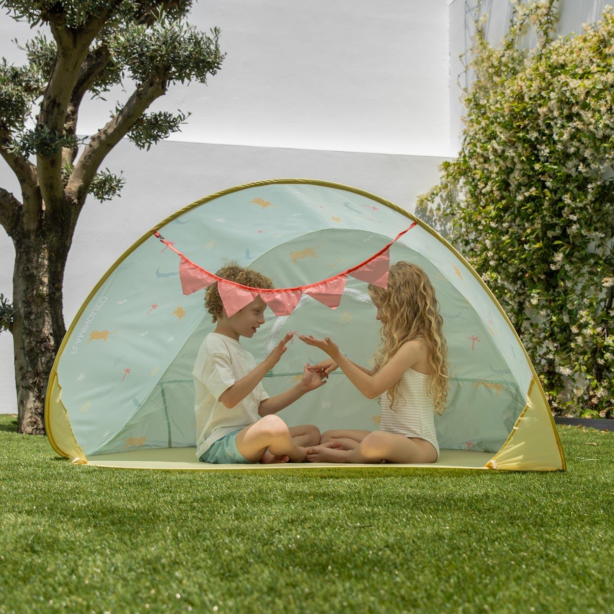 Flamingueo tienda playa infantil upf50+ plegable verde 4/7