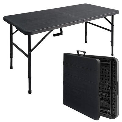 Inklapbare tafel weerbestendig - eettafel en campingtafel - zwart houtnerf