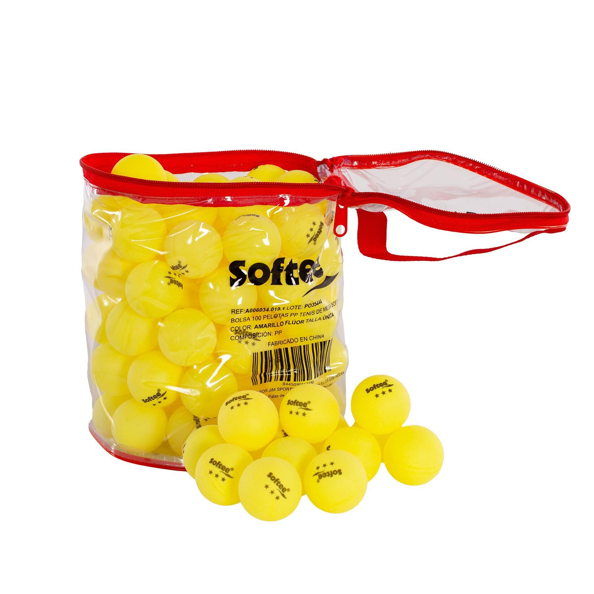 Confezione da 100 palline da ping pong Softee - gialle 1/1