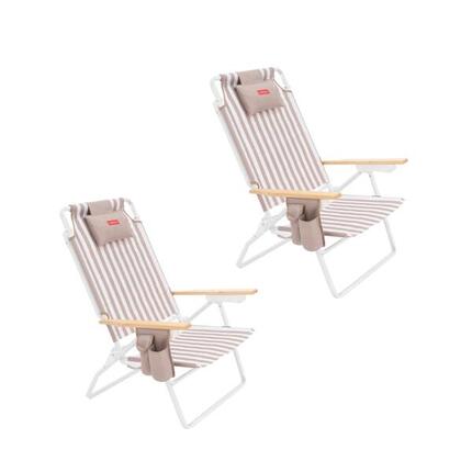 Flamingueo silla playa reclinable 5 posiciones aluminio beige