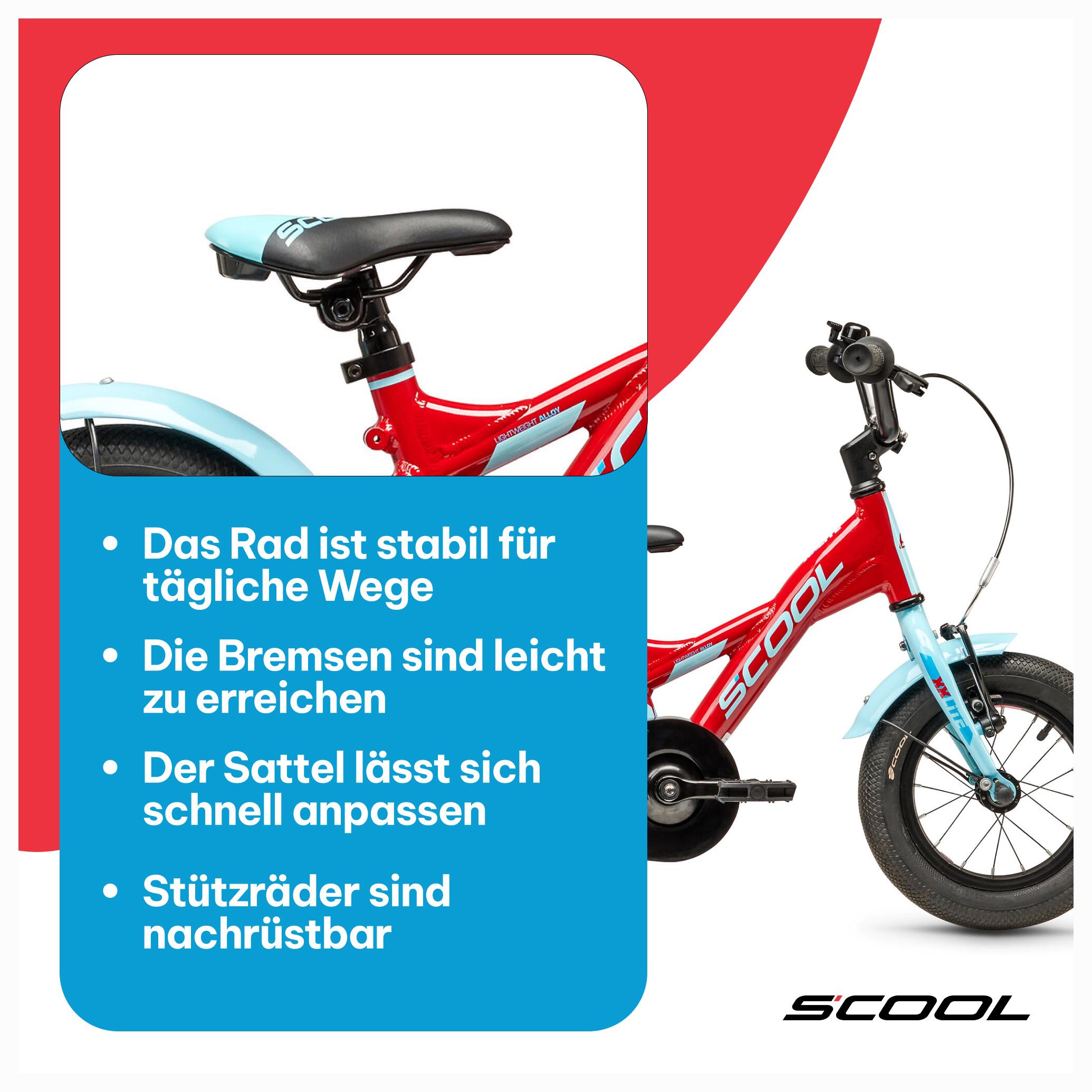 XXlite, 12 Zoll Kinderfahrrad, 1-Gang, Rot/Hellblau, ca. 85–100 cm, ab 2 Jahre 7/7