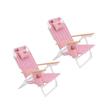 Flamingueo silla playa reclinable 5 posiciones aluminio rosa