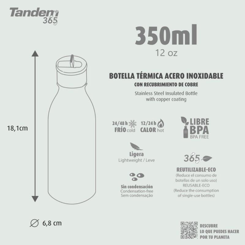 Botella térmica 350 ml Kid Amunt Valencia CF mantiene frío 48h calor 24h 3/4