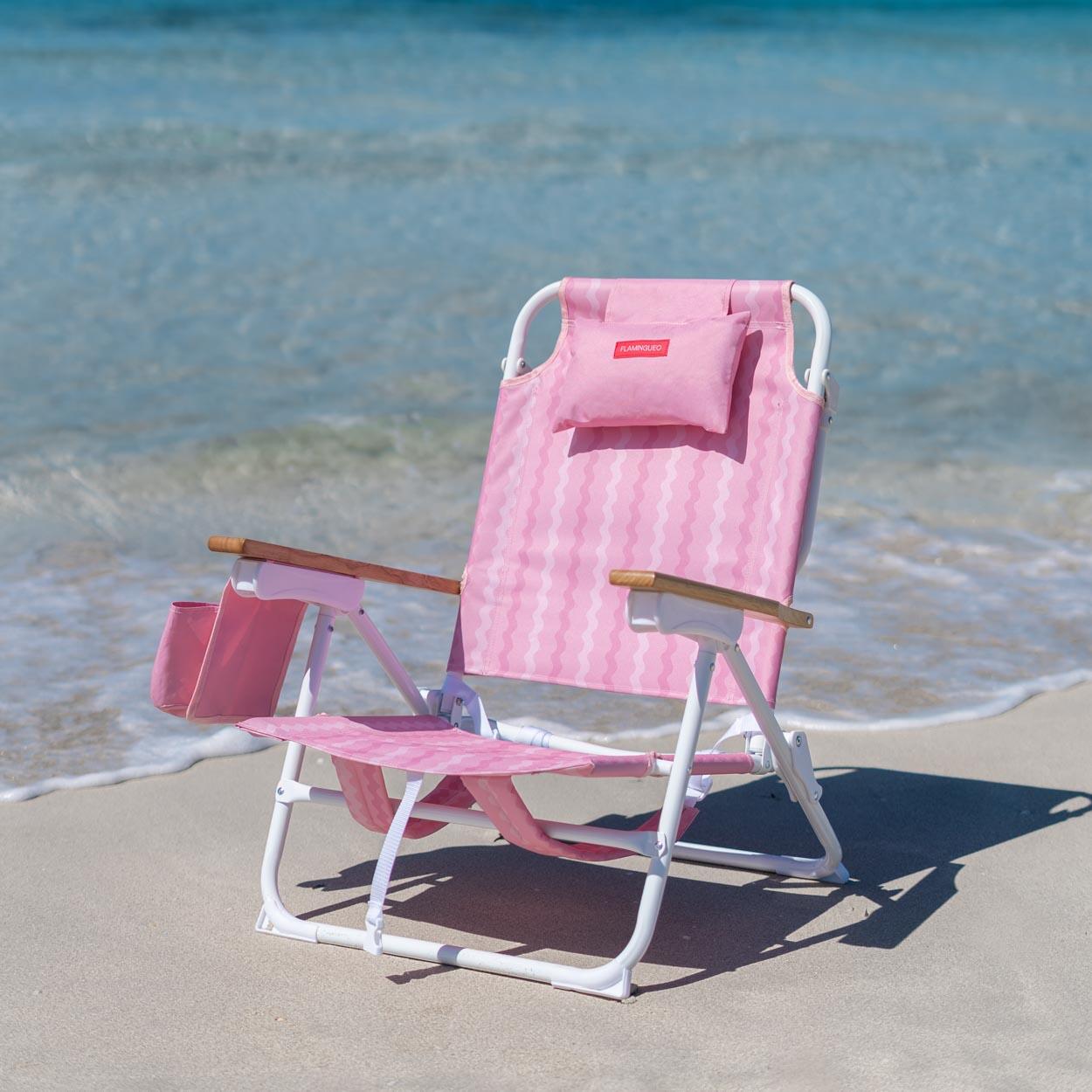 Flamingueo silla playa reclinable 5 posiciones aluminio rosa 6/7