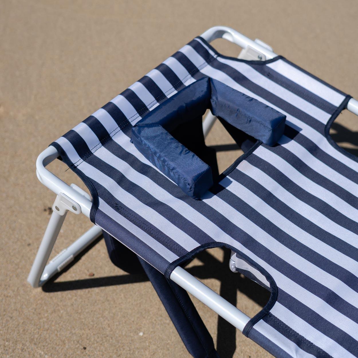 Flamingueo silla playa reclinable reposapiés aluminio azul 6/7