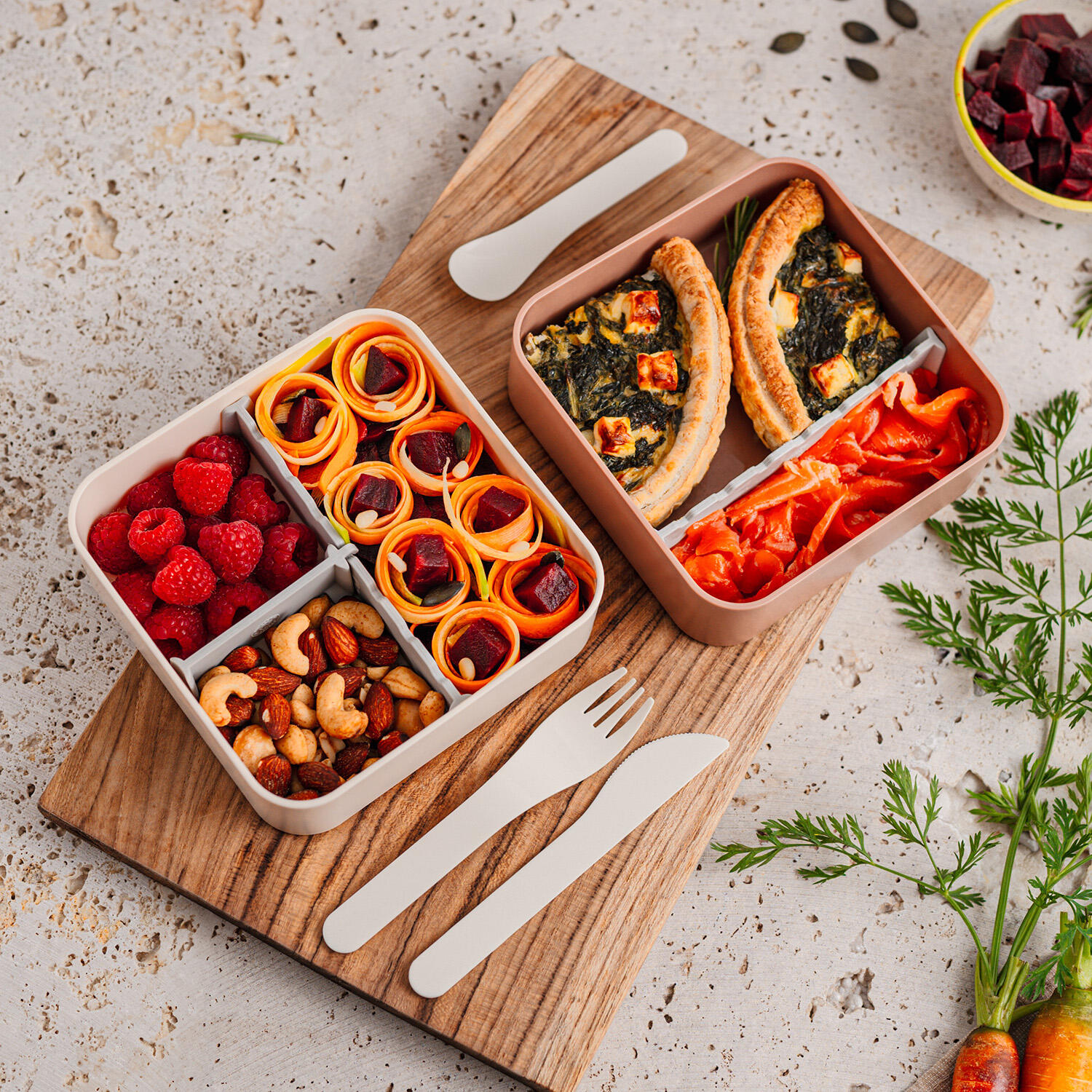 Boite repas compartimentée 1L|Adulte|Couverts inclus|Bureau, pique-nique|Flex 5/5
