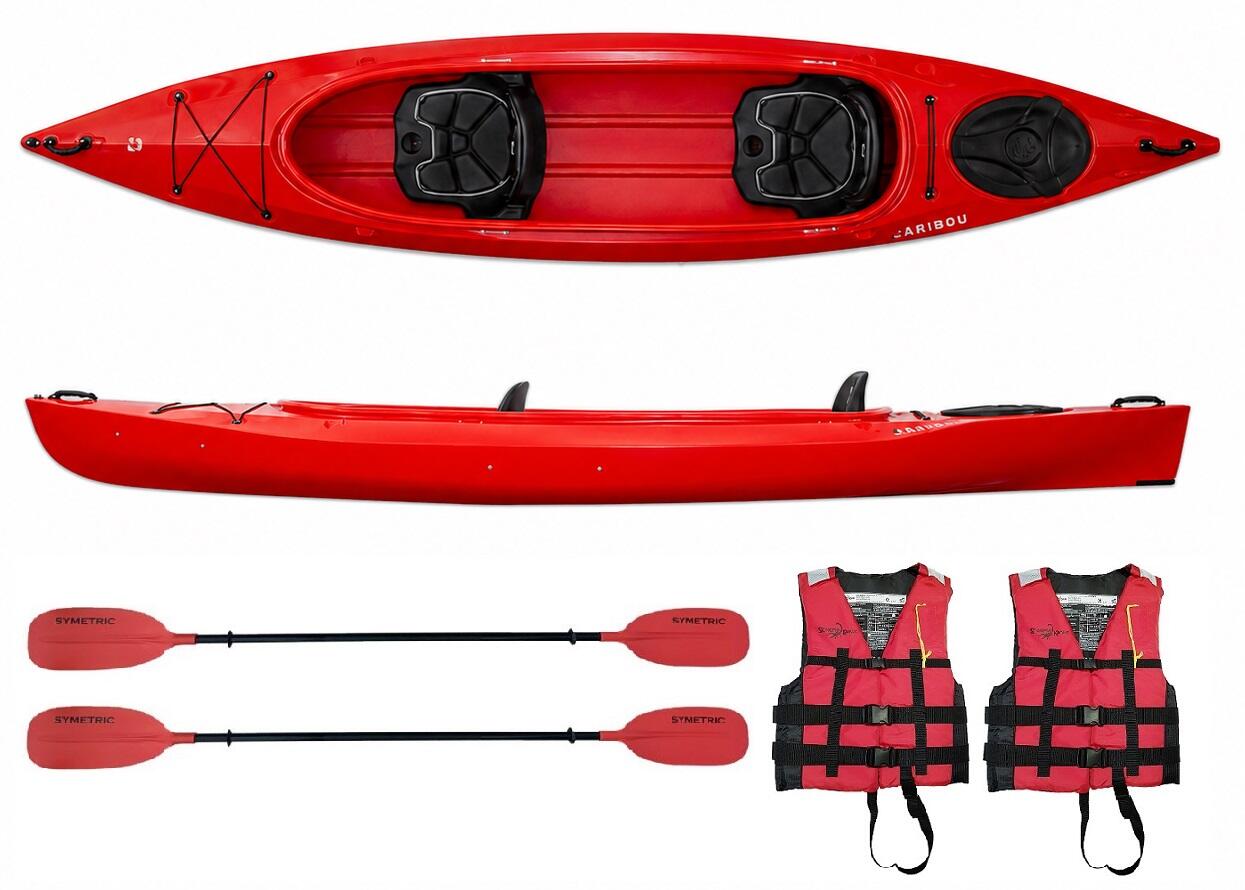 Kajak dwuosobowy do pływania Kayak Zone Caribou Adventure Lux z lukiem zestaw