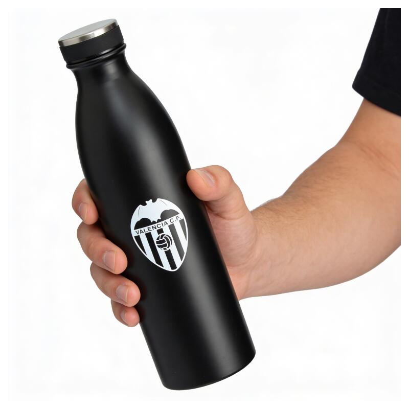Botella térmica 750 ml negro y blanco Valencia CF frío 48h calor 24h 2/3