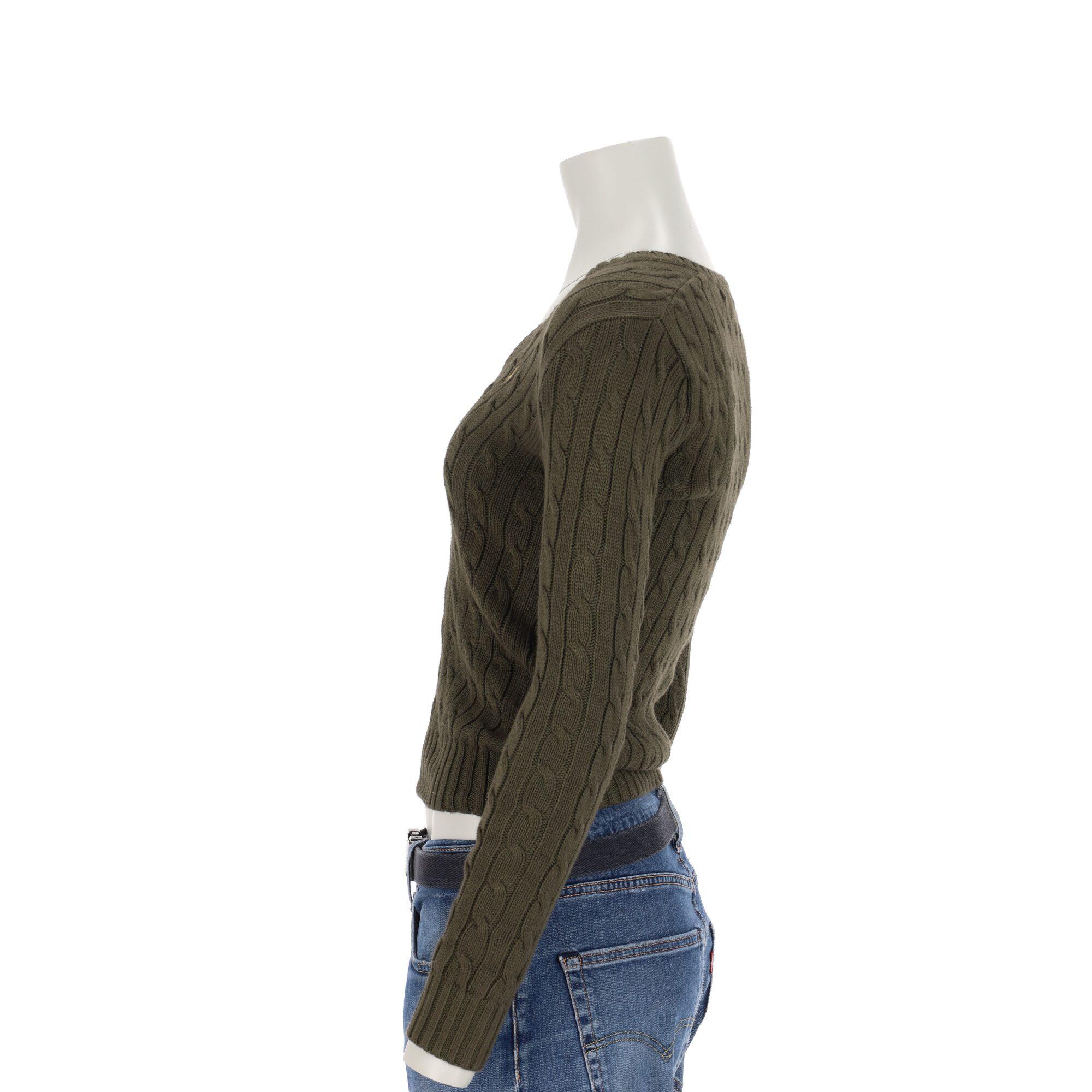 Seconde vie - Pull Femme  torsadé Kaki - Excellent 3/7