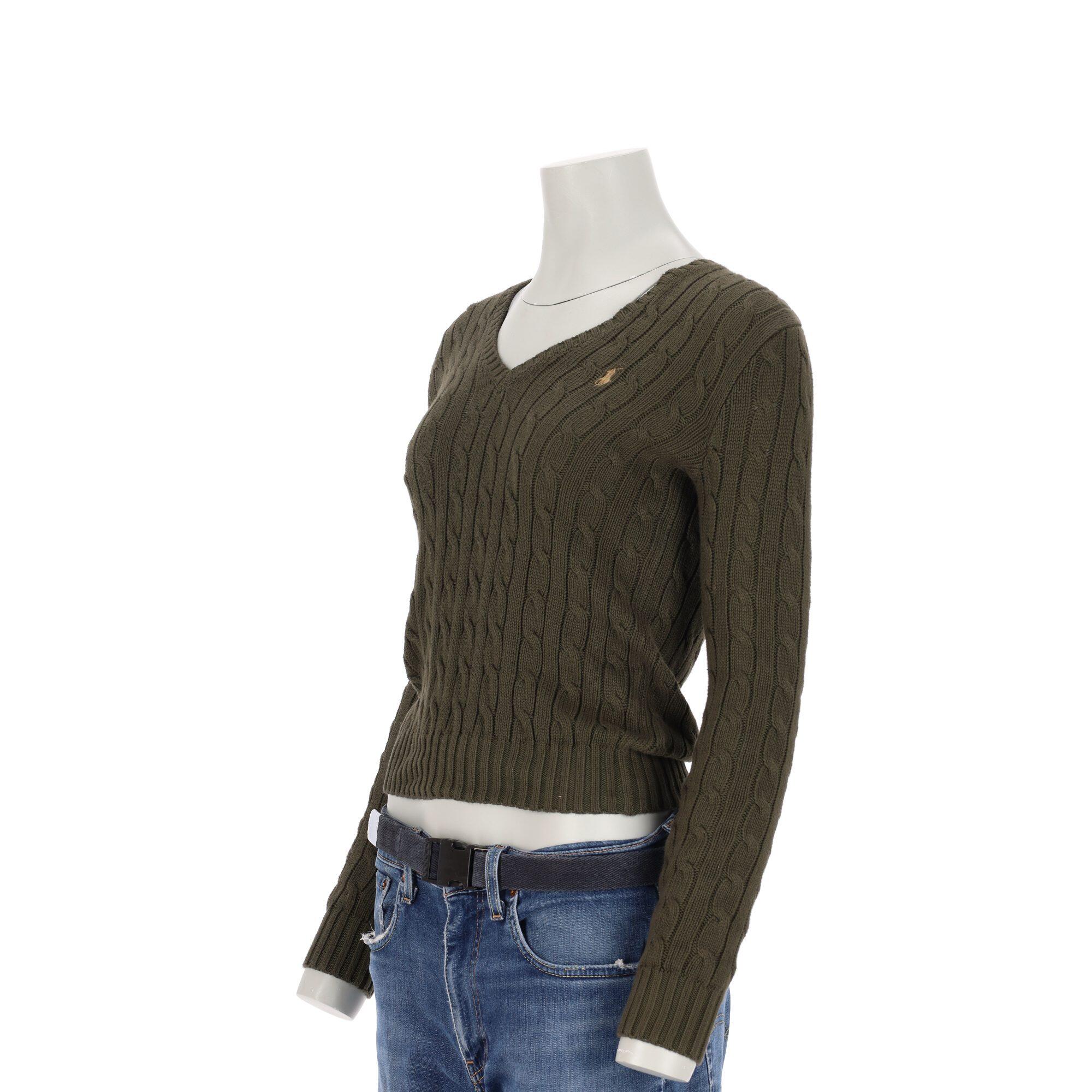 Seconde vie - Pull Femme  torsadé Kaki - Excellent 4/7