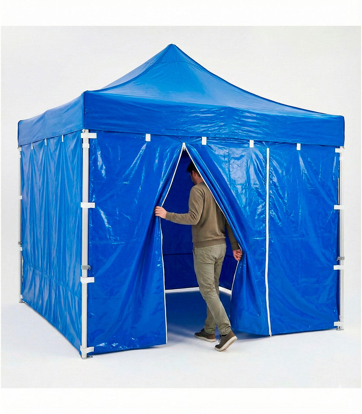 Parede lateral com porta de fecho 3x2m tenda articulada 3x3m – azul 2/2