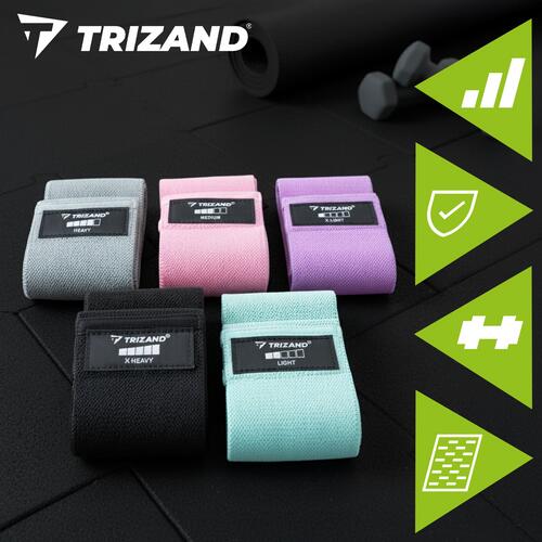 Set 5 benzi elastice fitness, rezistenta 5-35 kg, saculet depozitare, 74 x 8 cm