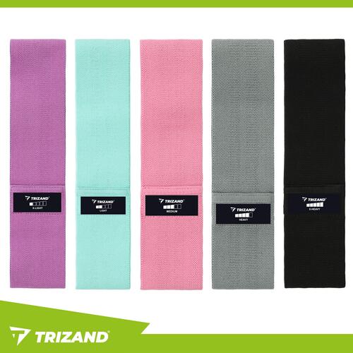 Set 5 benzi elastice fitness, rezistenta 5-35 kg, saculet depozitare, 74 x 8 cm