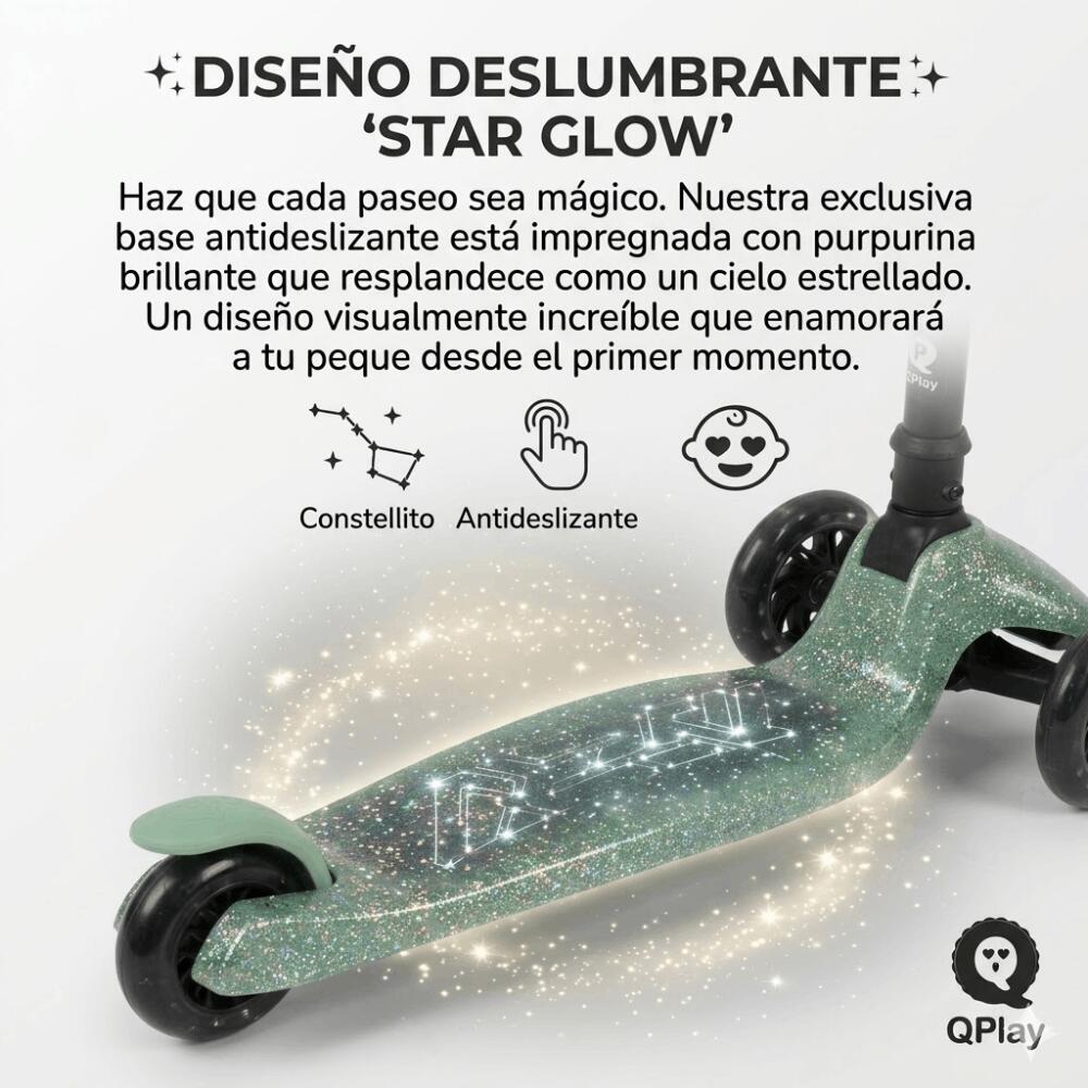 Trottinette pliable QPlay Sparkling pour enfants avec roues lumineuses LED 2/7
