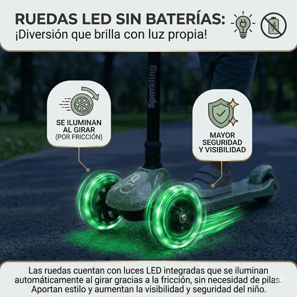 Trottinette pliable QPlay Sparkling pour enfants avec roues lumineuses LED 4/7