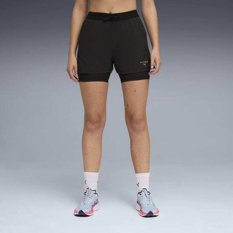 Șort cross training femei, elastic în talie, Dryelite 2-In-1, negru PUMA