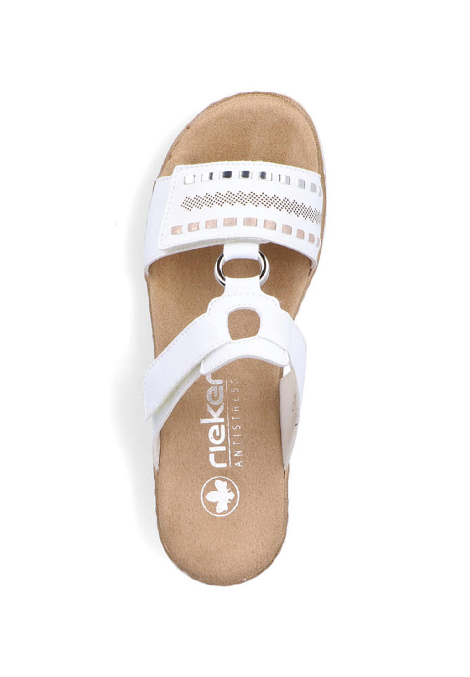 Rieker Damen Pantoletten V0636-80 Keilabsatz Slipper Weiß 3/6