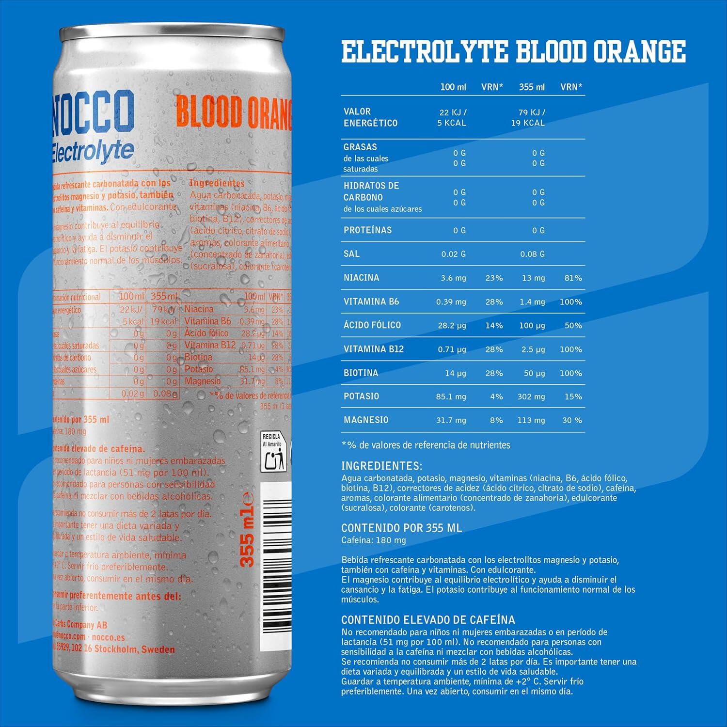 Bebida Energética Electrolyte Bloog Orange 330ml Nocco 4/4