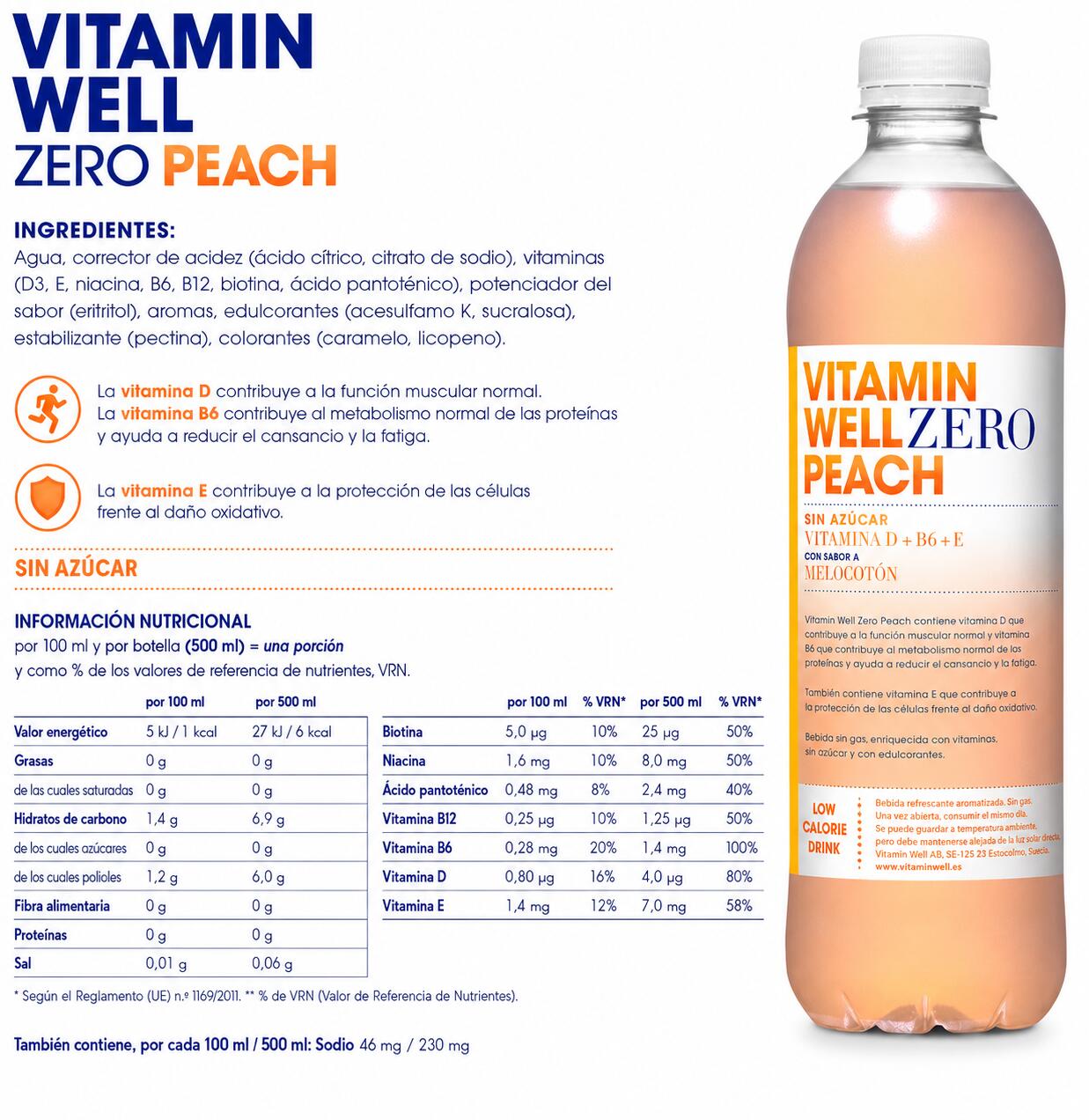 Bebida Vitaminada Zero Peach 500ml Vitamin Well 4/4