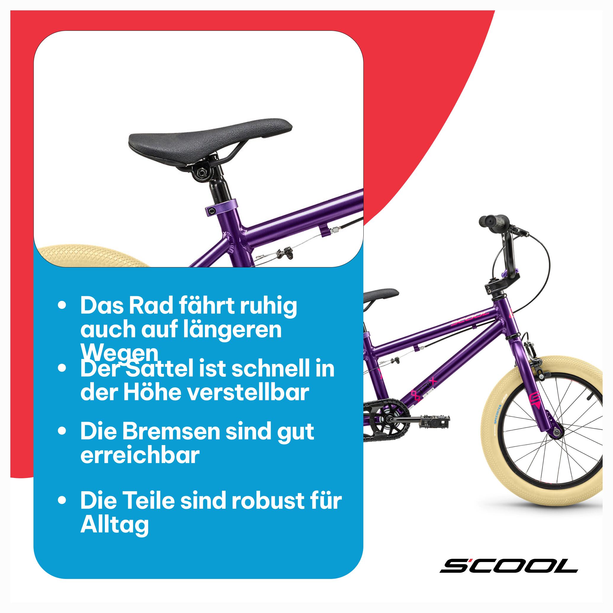 XtriX mini, 16 Zoll Kinderfahrrad, 1-Gang, Lila/Pink, 100–115 cm, 4–6 Jahre 7/7