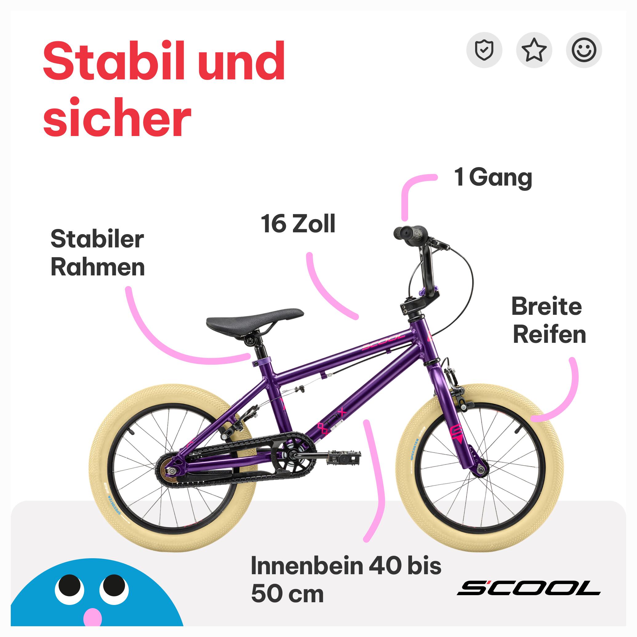 XtriX mini, 16 Zoll Kinderfahrrad, 1-Gang, Lila/Pink, 100–115 cm, 4–6 Jahre 5/7