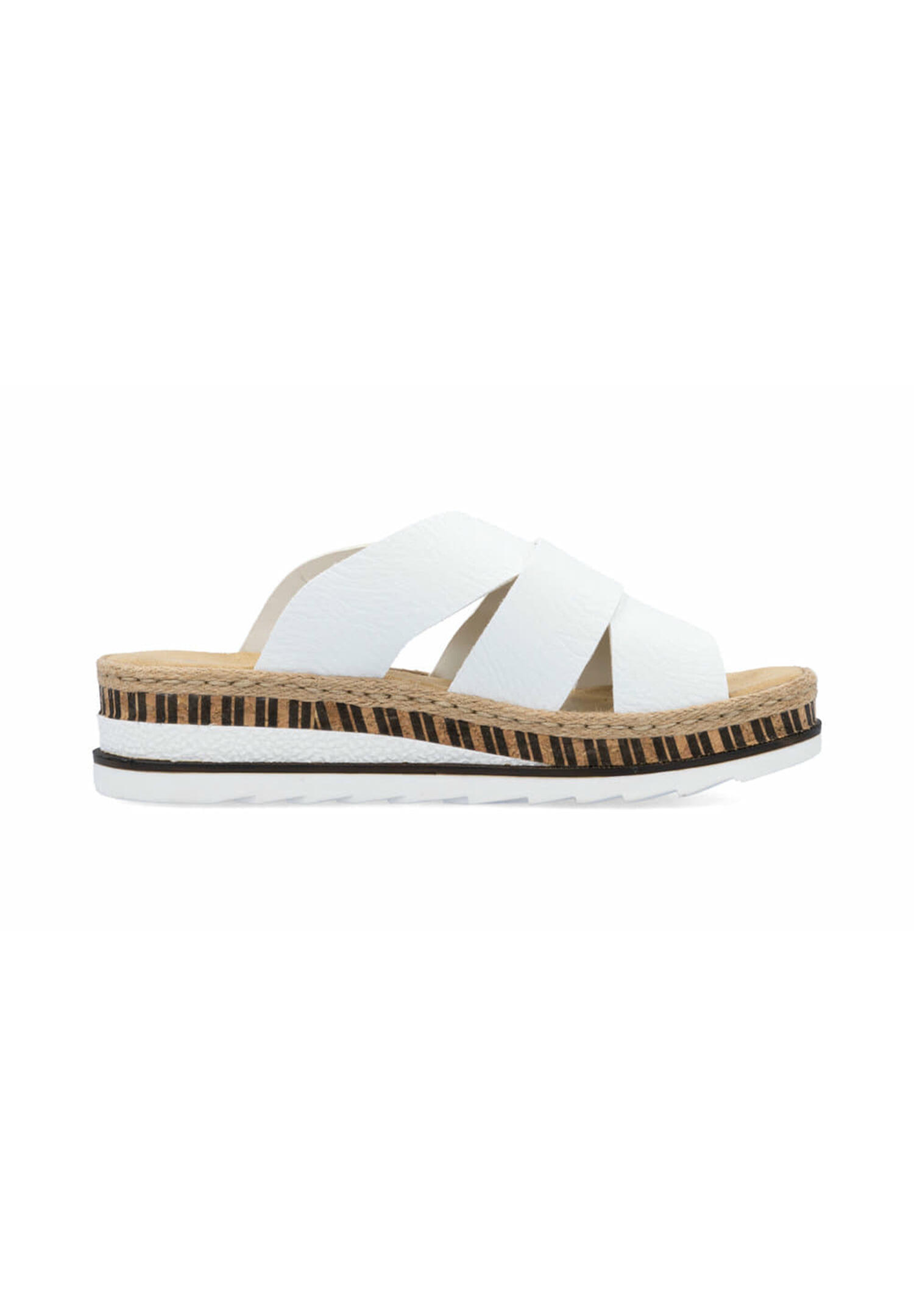 Rieker Damen Pantoletten V7989-80 Keilabsatz Slipper Weiß 4/4