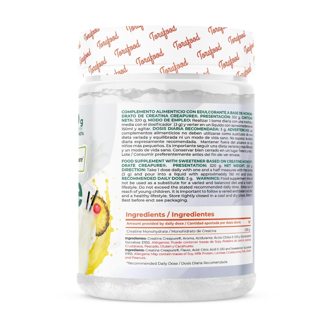 Creatina Creapure Monohidratada Piña Colada 320g Torafood 3/5