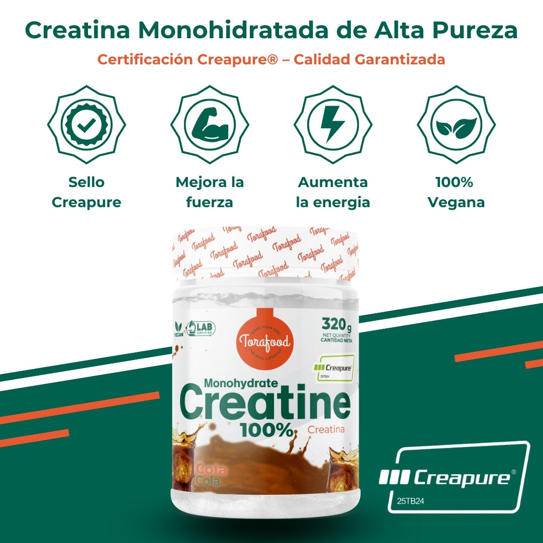 Creatina Creapure Monohidratada Sabor Cola 320G Torafood 4/5