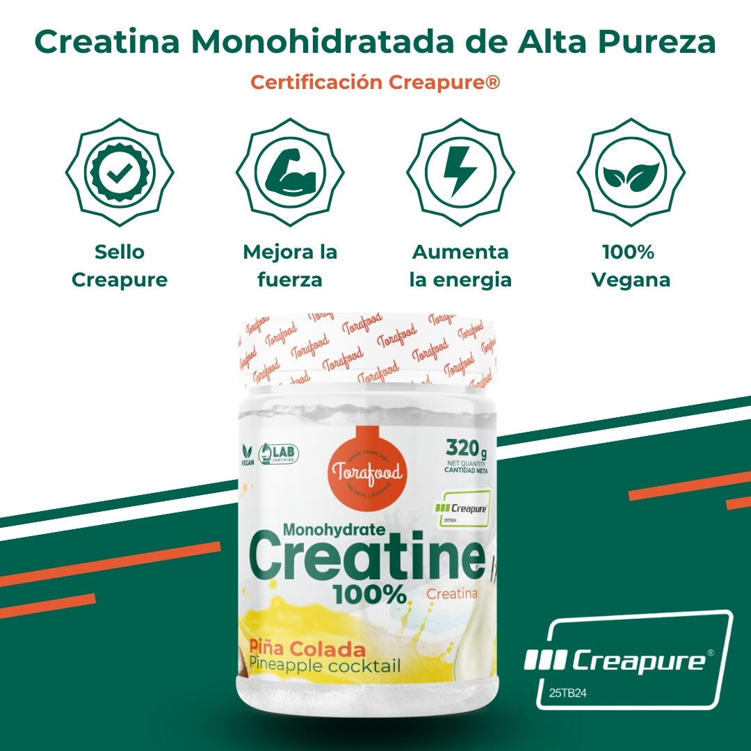 Creatina Creapure Monohidratada Piña Colada 320g Torafood 4/5