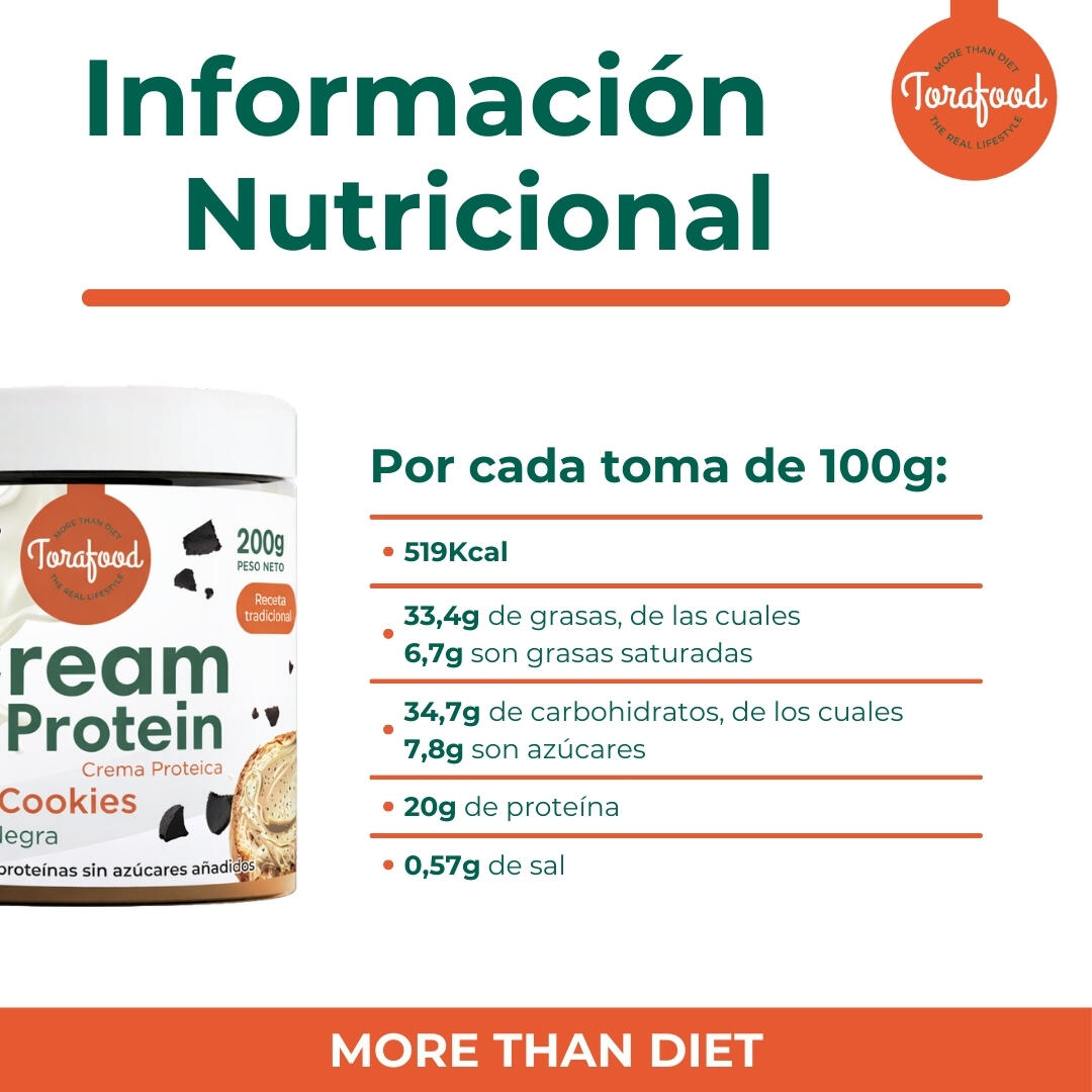 Crema Proteica Black Cookies Chips 200G Torafood 4/5