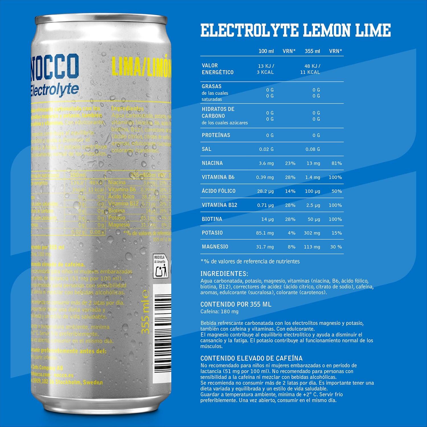 Bebida Energética Electrolyte Lemon/Lime 330ml Nocco 4/4