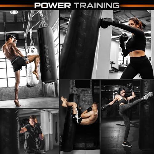 Punch Bag Set 4PC F6 Matte Black with Gloves, Chain and Bracket – 152 cm 7/7