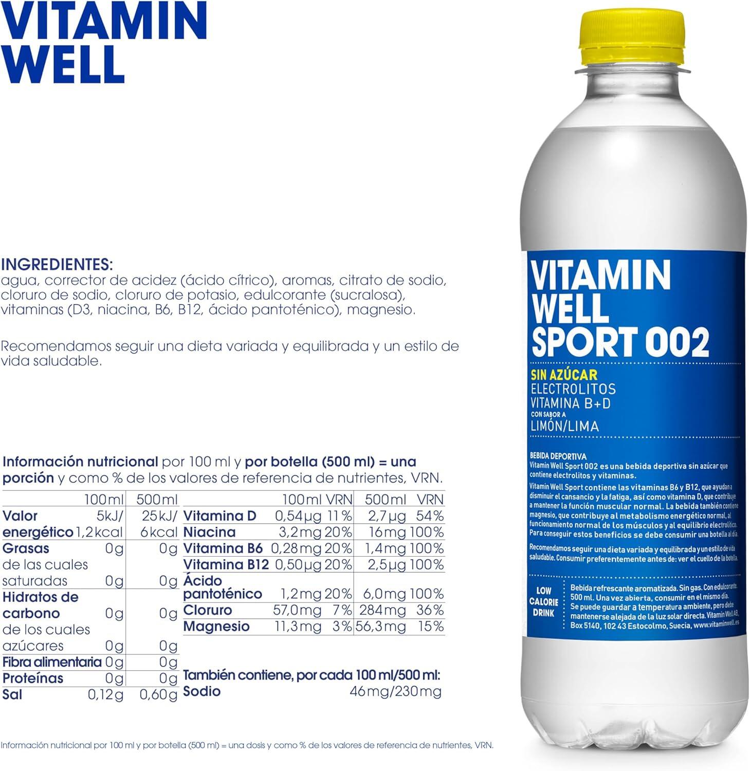 Bebida Vitaminada con Electrolitos Sin Azucar Sport 002 Lima/Limon 500ml Vitamin 3/3
