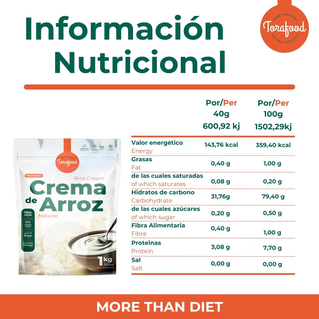 Crema de Arroz Sabor Neutro 1KG Torafood 6/6