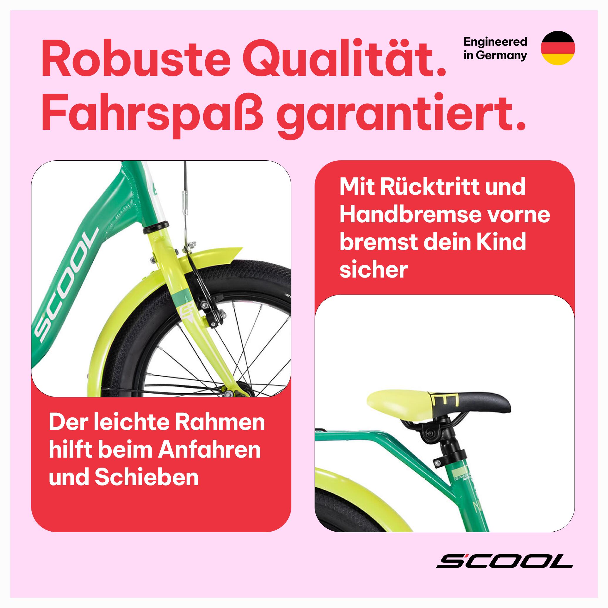 niXe, 16 Zoll Kinderfahrrad, 1-Gang, Grün/Limette, 100–115 cm, 4–6 Jahre 3/7
