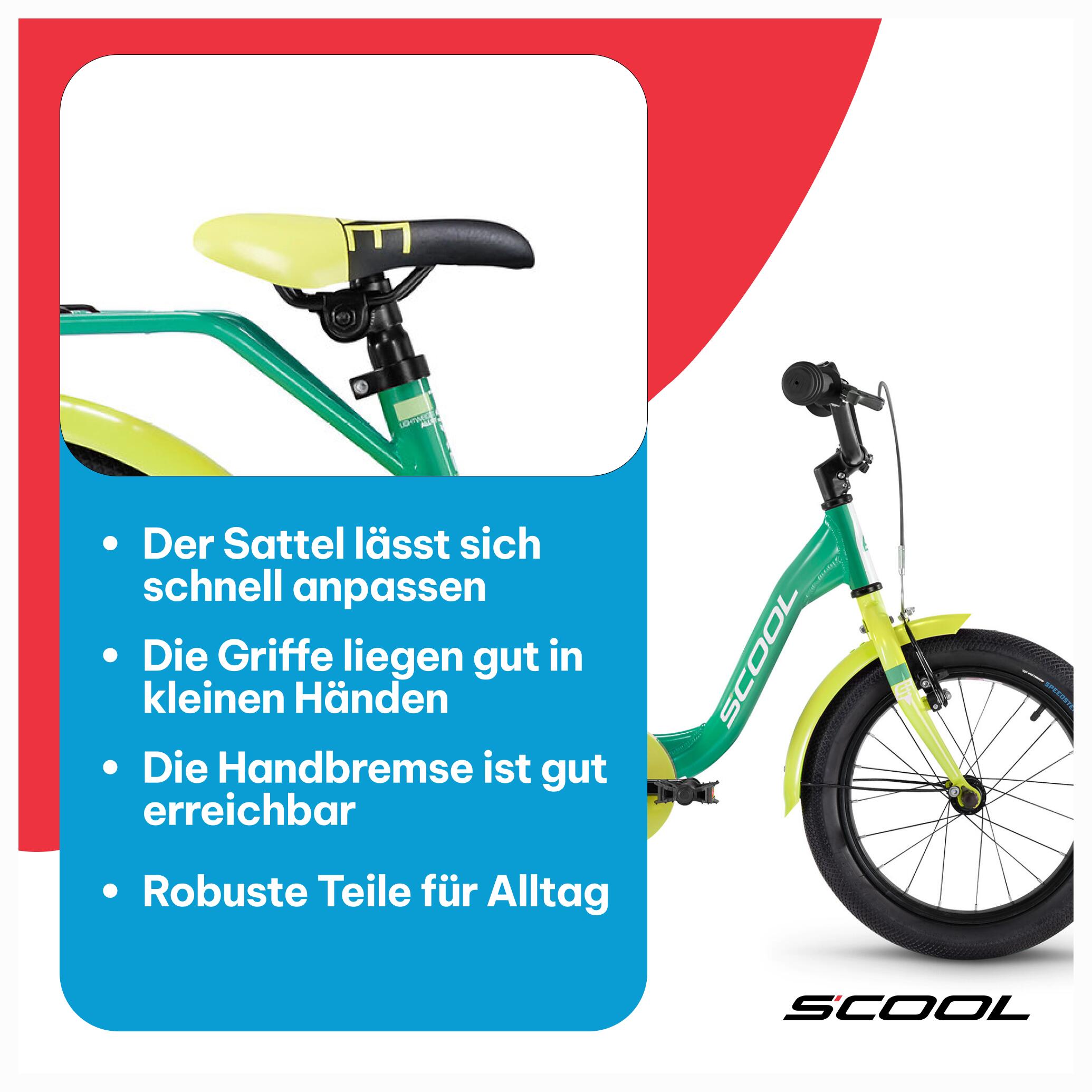 niXe, 16 Zoll Kinderfahrrad, 1-Gang, Grün/Limette, 100–115 cm, 4–6 Jahre 7/7