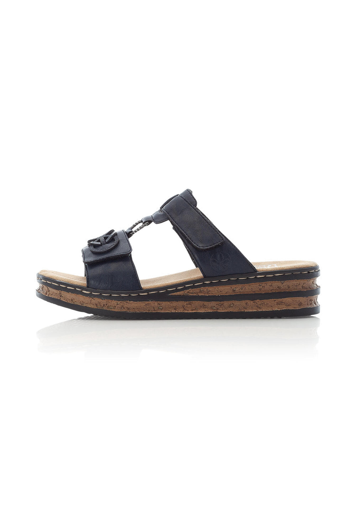 Rieker Damen Pantoletten 62936-14 Keilabsatz Slipper Blau 3/4