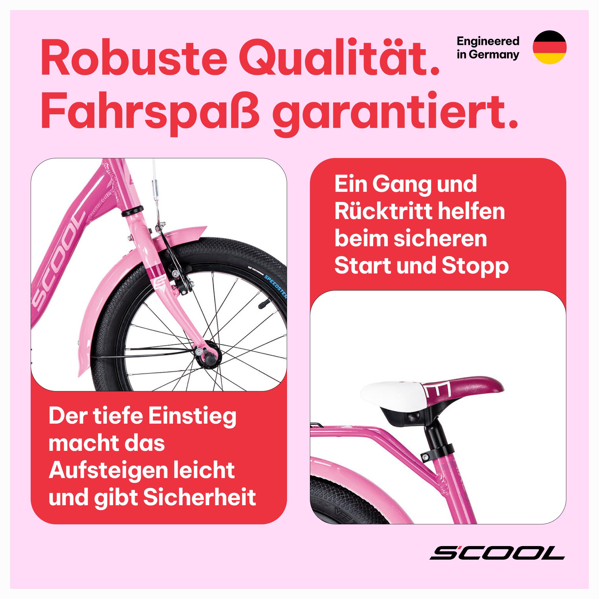niXe, 16 Zoll Kinderfahrrad, 1-Gang, Rosa, 100–115 cm, 4–6 Jahre 3/7