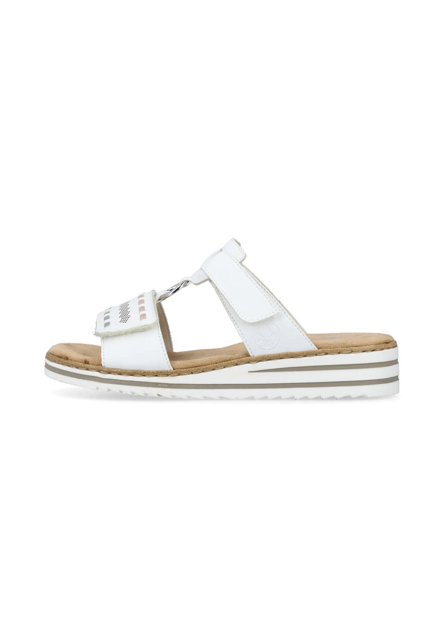 Rieker Damen Pantoletten V0636-80 Keilabsatz Slipper Weiß 4/6